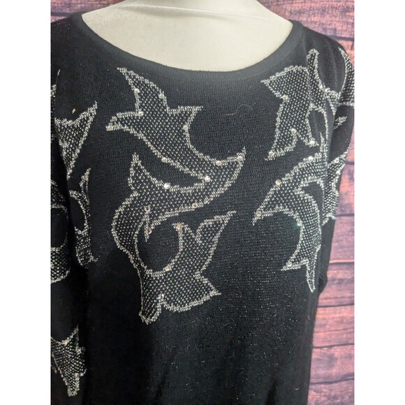 Vtg Mondi Germany wool Blend Sweater/dress Metallic Silver Black Sz 38/Med - Picture 4 of 10
